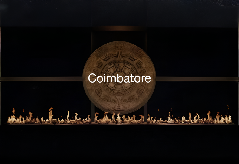 Luxury indoor and outdoor fireplaces in Coimbatore by Spacio including water vapour, LED, bioethanol and gas fireplaces