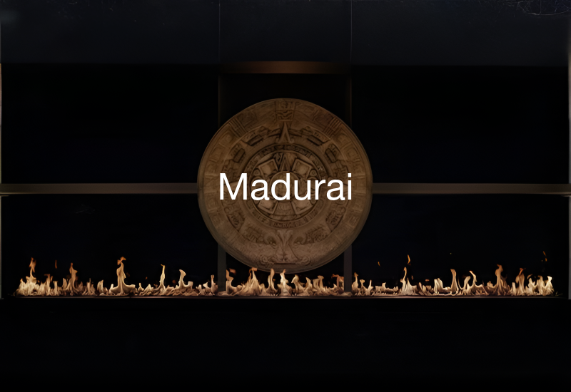 Luxury indoor and outdoor fireplaces in Madurai by Spacio including water vapour, LED, bioethanol and gas fireplaces