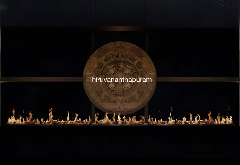 Luxury indoor and outdoor fireplaces in Thiruvananthapuram by Spacio including water vapour, LED, bioethanol and gas fireplaces