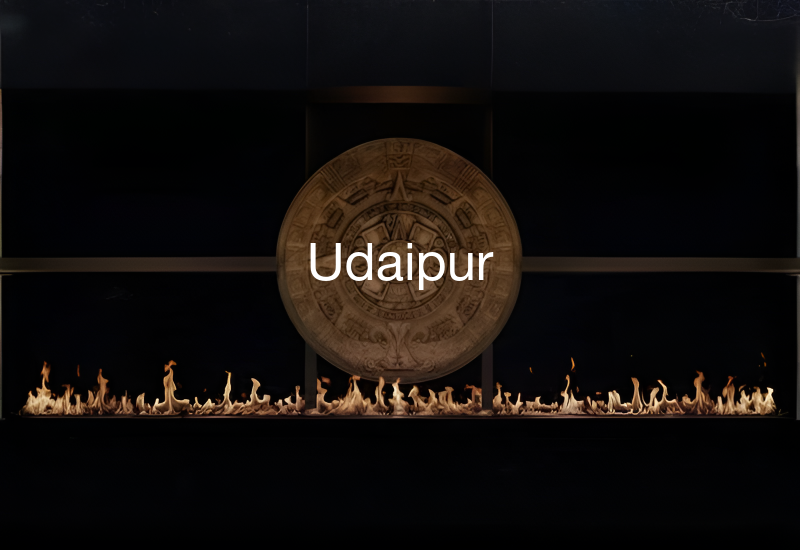 Luxury indoor and outdoor fireplaces in Udaipur by Spacio including water vapour, LED, bioethanol and gas fireplaces