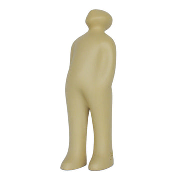 A Gardeco Ceramic Sculpture Visitor Plus Sand Cor02 of a man standing on a white background with a sand finish.