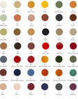A chart showcasing the various colors of paint, including a small Gardeco Ceramic Sculpture Visitor Small Dune Cor47 for scale and highlighting exquisite craftsmanship.