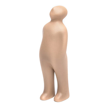 A Gardeco Ceramic Sculpture Visitor Plus Beige Cor46 of a Plus Size man standing on a white background with Beige finish.