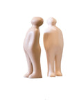 Two Gardeco Ceramic Sculpture Visitor Small Dune Cor47 figurines standing next to each other on a white background.