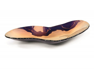 A vibrant purple and yellow Gardeco Glass Platter GG Ameba Bronze, perfect for interior decor.