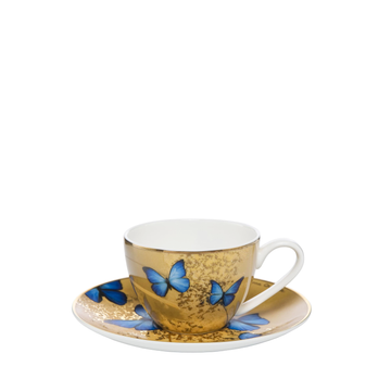 Goebel Joanna Charlotte Blue Butterflies Cup on a white background on a white back ground available at Spacio India for luxury homes of tableware collection.