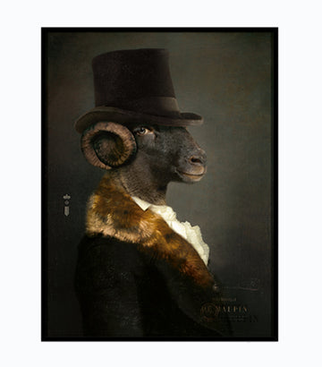 A Ibride Collector Portrait Maupin Medium (Limited Edition), created by Ibride in France, is a collector's portrait of a ram wearing a top hat.