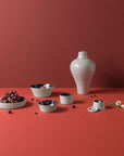 Ibride Ming Lin Muse seven pieces stackable set on a red table surface with other food ingredients available at Spacio India for luxury home decor of collection Tableware Accessories