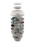 Full set vertical look of all accessories from Ibride Yuan Alhambra Beige Stack table set on a white back ground available at Spacio India for luxury home decor of collection Tableware Accessories