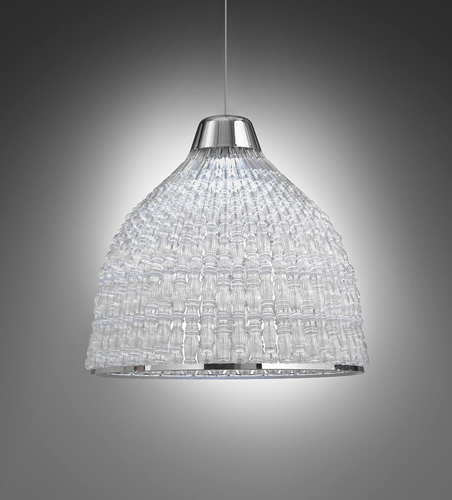 Illuminate your space with a mesmerizing blend of artistry and illumination with the Italamp Crowns Chandelier. This modern pendant features a clear glass shade, adding a contemporary touch to any room.