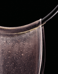 A close up of an Italamp Dali thermoformed glass with liquid in it.