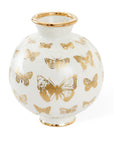 Description: A JA Vase Botanist Round Butterfly vase adorned with delicate gold butterfly accents. (Brand Name: Jonathan Adler)