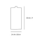 A simple line drawing of a cylindrical product on a white background with dimension labels showing 29.5 in / 75 cm height and 24.