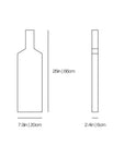 A simple black line drawing on a white background showing two dimensions of a bottle: the main body height labeled 26in | 66cm and the neck width labeled 7.9in | 20cm, plus the bottle neck width 2.