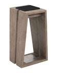 A wooden side table with a black top, perfect for creating a Scandinavian modernism outdoor oasis.
Product: Les Jardins LJ Solar Lantern SKAAL Tink120 Small 500L Duratek