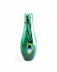 Maleras Crystal Peacock Green Limited Edition Vase on a white back ground for modern interiors available at Spacio India from Decor Accessories Collection of Vases.
