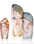 Maleras Crystal Mystiqua Gold II Sculpture with other Masq series on a white back ground for modern interior available at Spacio India from Sculpture and Art Objects Collection.