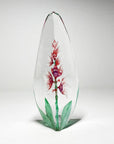 Back view of Maleras Crystal Sculpture Orchid Red on a white background, available at Spacio India from the Sculptures and Art Objects Collection