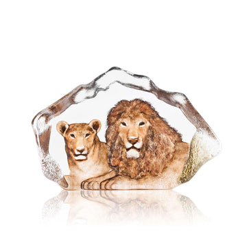 Maleras Crystal Sculpture The Big Five Lion Limited Edition on a white back ground available at Spacio India from the Sculptures and Art Objects Collection.