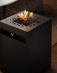 Close up of Planika's Square Gas Fireplace