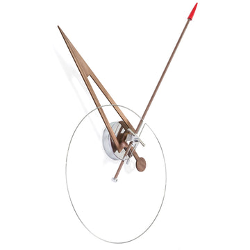 A minimalist Nomon wall clock with a modernist arrow in the middle.