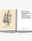 Burberry polar outfit elaborated with text. Burberry coffee table book by Assouline, celebrating 165 years of British style, iconic trench coats, and timeless luxury through stunning illustrations and stories.