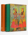 opened 2pc book pack. Beyond Extravagance coffee table book by Assouline, featuring the Al Thani Collection of Indian royal jewels and artefacts, spanning 400 years of history.