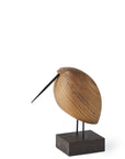 A Warm Nordic Beak Bird Lazy Snipe Oak sculpture on a Warm Nordic design wooden base.