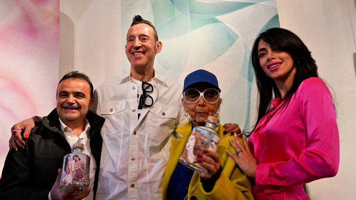 Designer Karim Rashid & Rossana Orlandi at the launch event of the FLO fresco wallcoverings collection by Affreschi & Affreschi, now introduced at Spacio India.