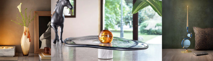 Collage of unique home decor items available at Spacio in India