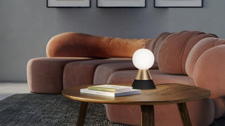 talian decorative table light from the Bozu Collection by Masiero, featuring opaline glass and metallic contrast, styled for luxury homes in India, available at Spacio.