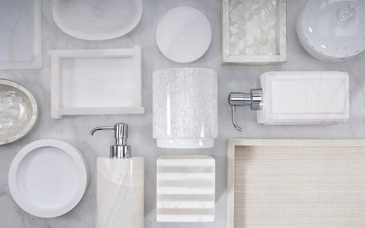 A range of mixed materials Bathroom Accessories Luxury Homes India , available at Spacio India