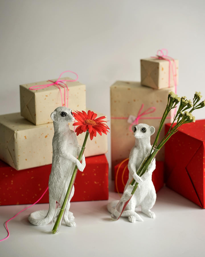Haoshi Whimsical meerkat flower holders as unique luxury housewarming decor gifts from Spacio India