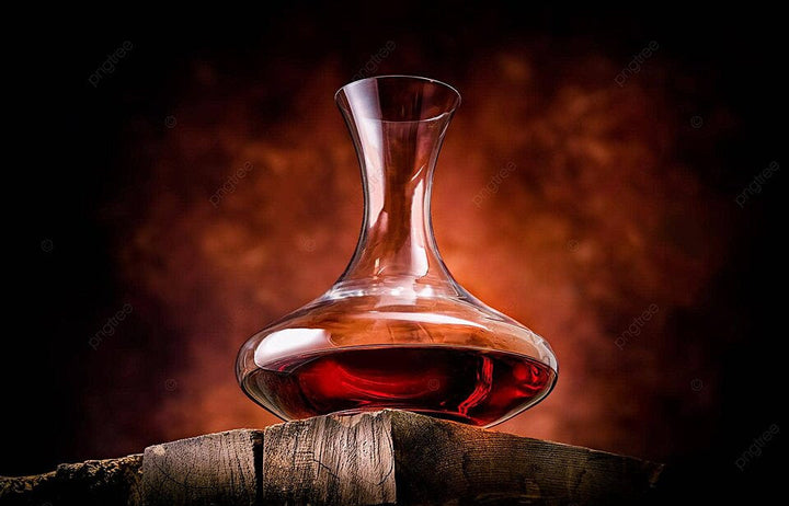 Luxury stylish wine decanter with red wine, designer barware decanter available at Spacio India for premium home bar styling