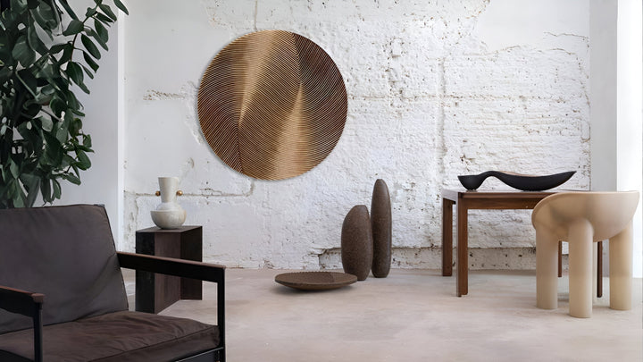 Artfully curated modern interior featuring sculptural furniture, wall art, and organic accessories, reflecting Navin Kanodia’s refined styling approach in curating home decor