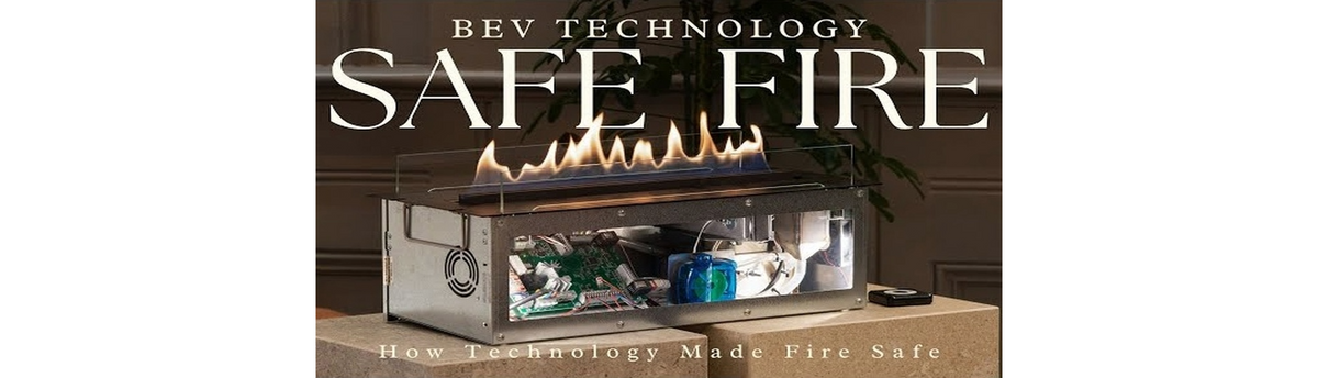Planika automatic bioethanol fireplace featuring BEV technology for a contemporary luxury interior