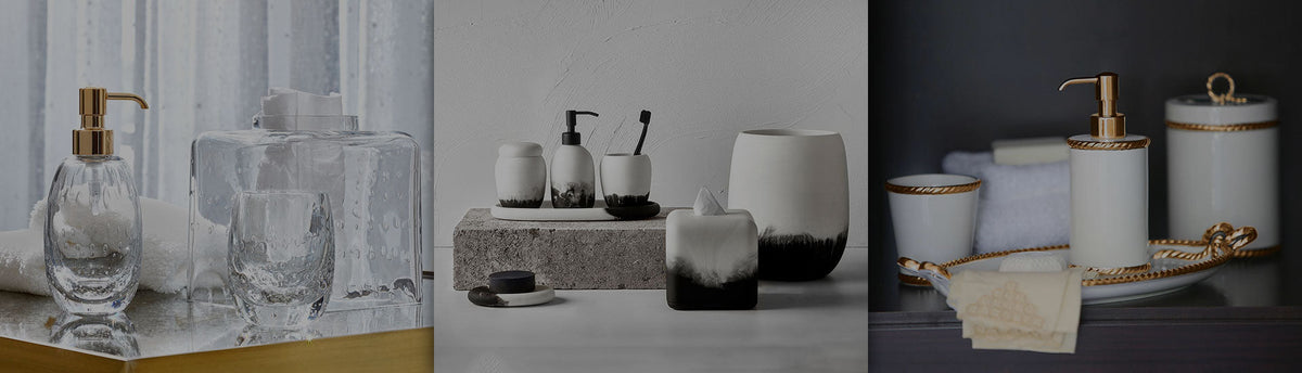 Collage of luxury & modern bathroom accessories
