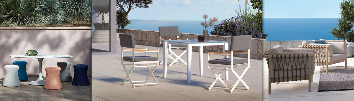Luxury Chairs and Tables from the best European Brands for modern home exteriors available at Spacio India from Outdoor Furniture Collection.