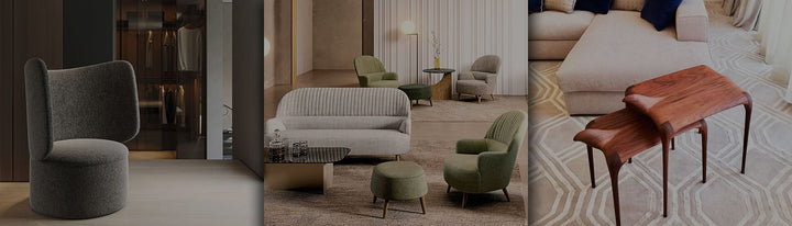 The collection of luxury sofas, centre tables, dining chairs with tables, consoles, side tables, lounge chairs & bar stools from the Best International Brands for modern interiors decor available at Spacio from Indoor Furniture Collection.
