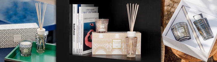 Baobab Luxury Gift Sets of a small Candle & Diffuser for modern interior styling available at Spacio India from Candles and Fragrance Collection.