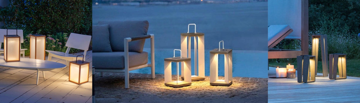 Luxury Solar Lanterns from Les Jardins brand for modern home exteriors and outdoor decor available at Spacio India from Outdoor Furniture Collection.