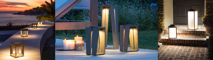 Luxury Solar Lanterns from Les Jardins brand for modern home exteriors and outdoor decor available at Spacio India from Outdoor Furniture Collection.