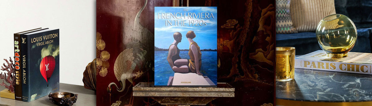 Collage of luxury travel coffee table books covering destinations