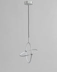 Modern pendant light with circular design on a gray background