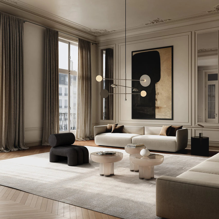 Modern living room with stylish furniture and decor