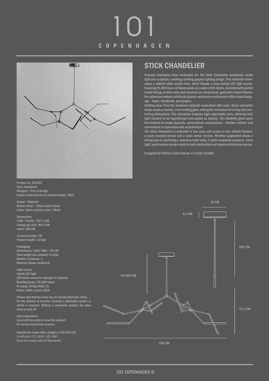 Stick Chandelier - Bronze