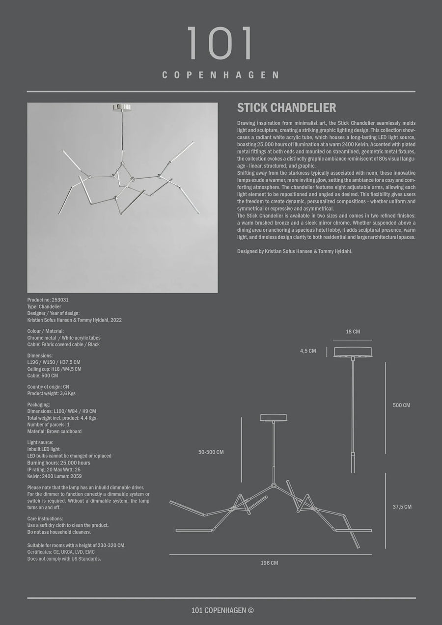 Stick Chandelier - Chrome