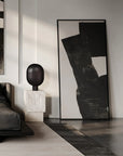 Modern Japandi theme interior with abstract art and minimal furniture