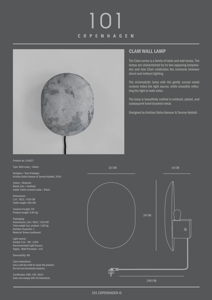 Clam Wall Light Oxidized by 101 Copenhagen | Spacio