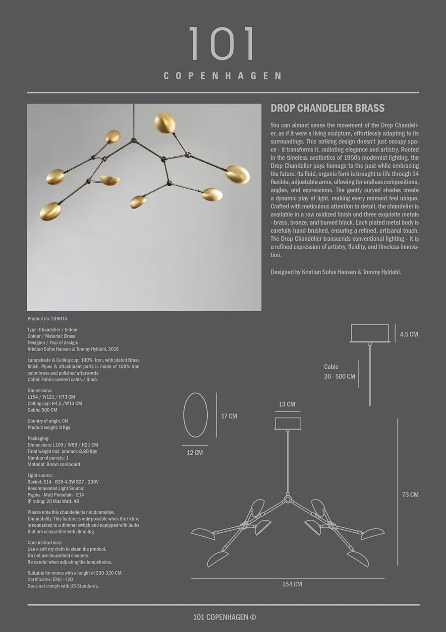 Drop Chandelier - Brass (5m)